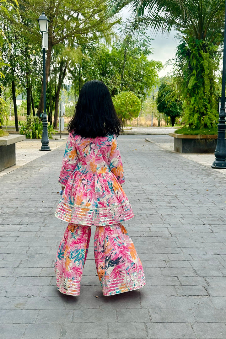 Pink Tropical Angarakha Set