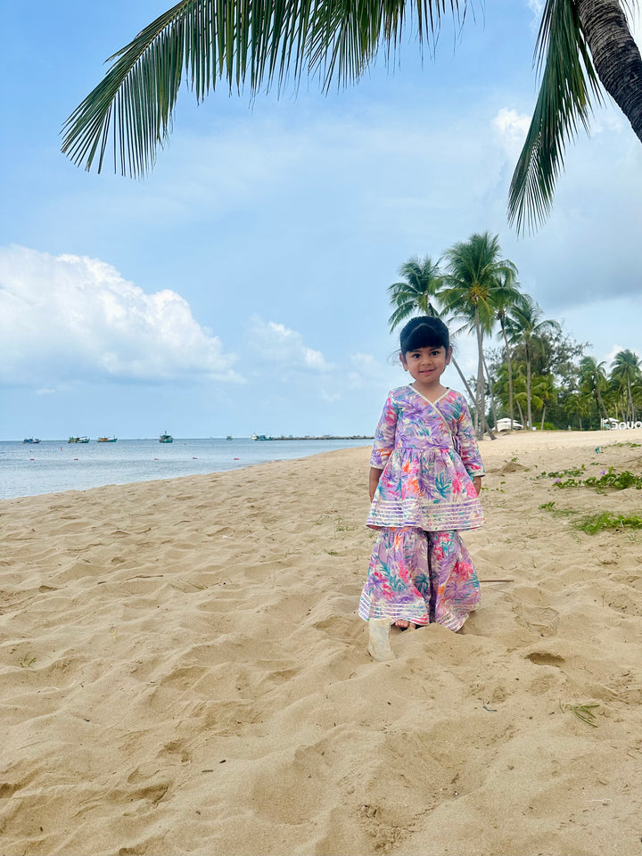 Purple Tropical Angarakha Set
