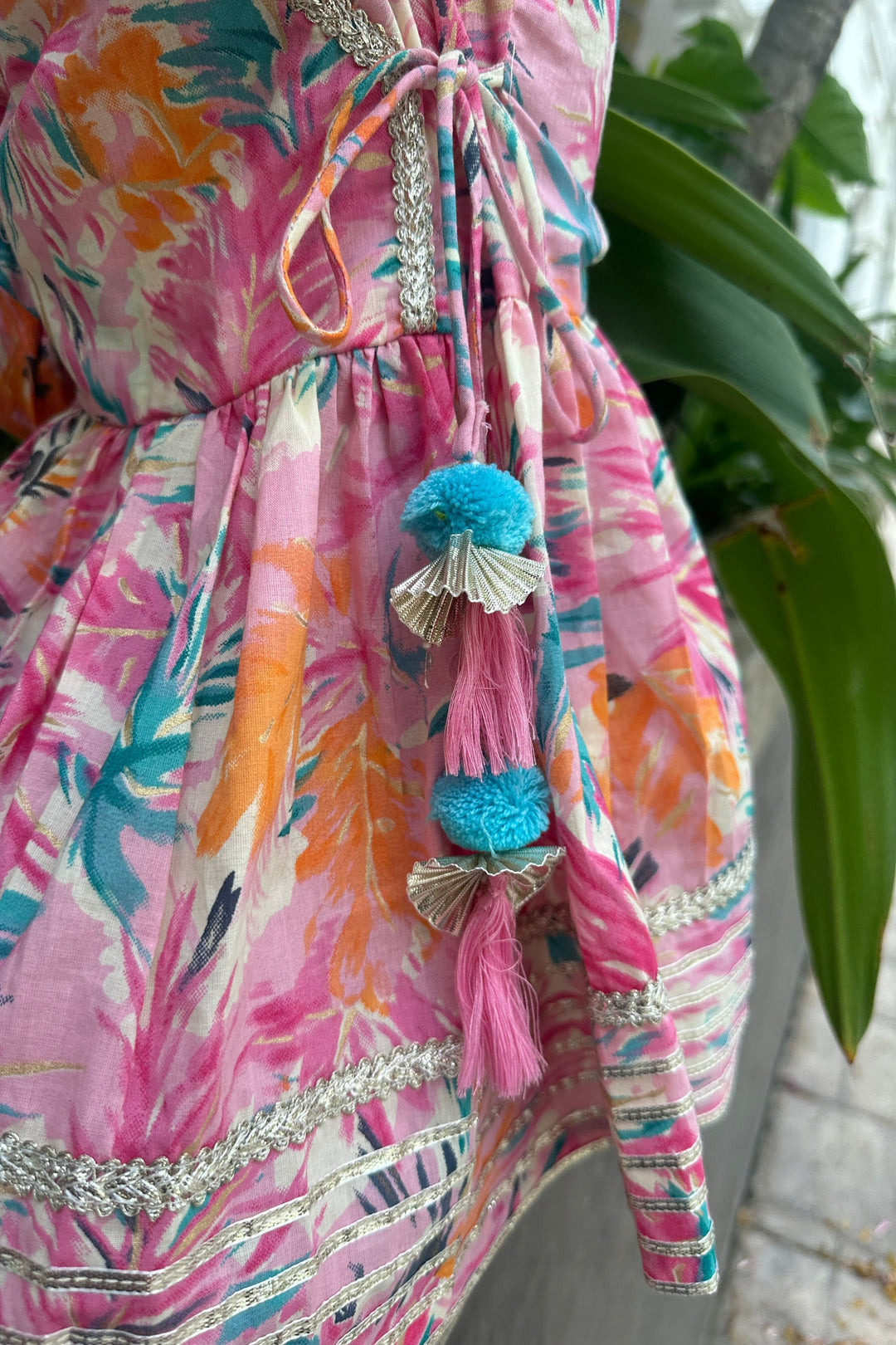 Pink Tropical Angarakha Set