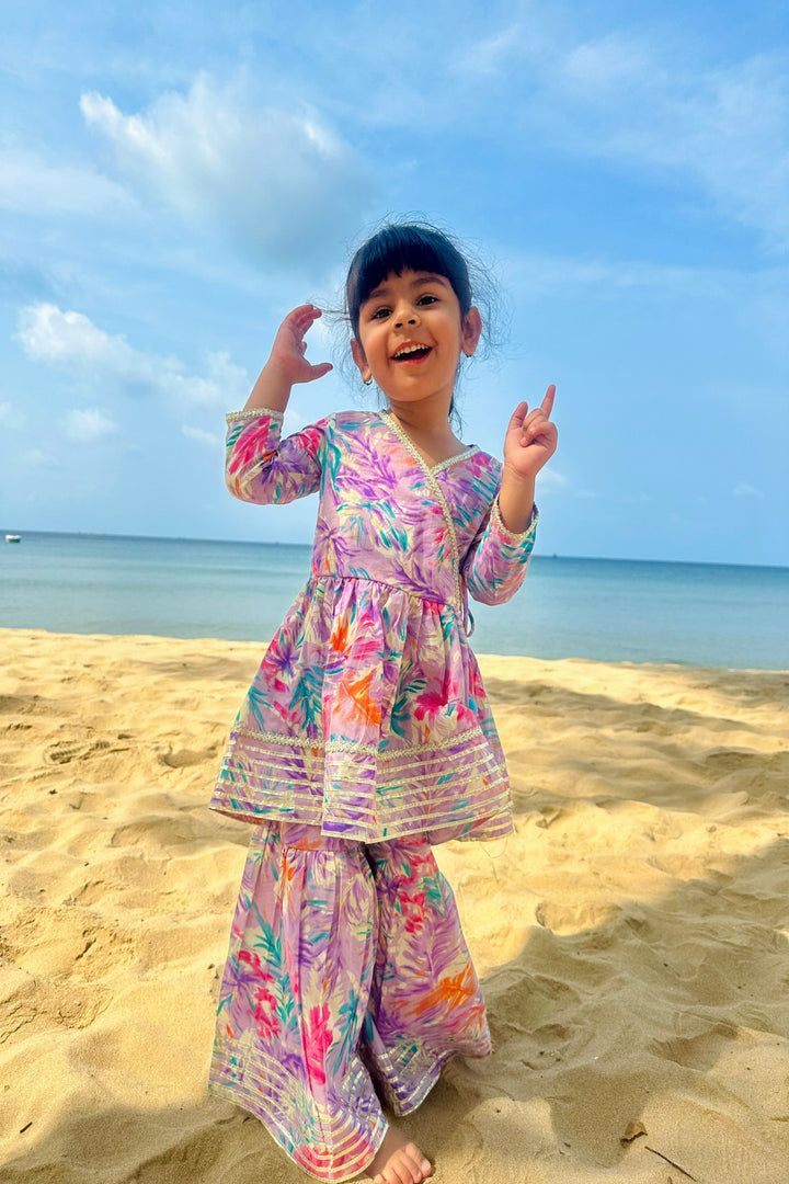Purple Tropical Angarakha Set