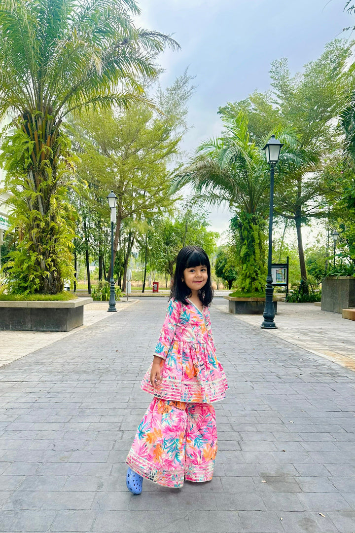 Pink Tropical Angarakha Set