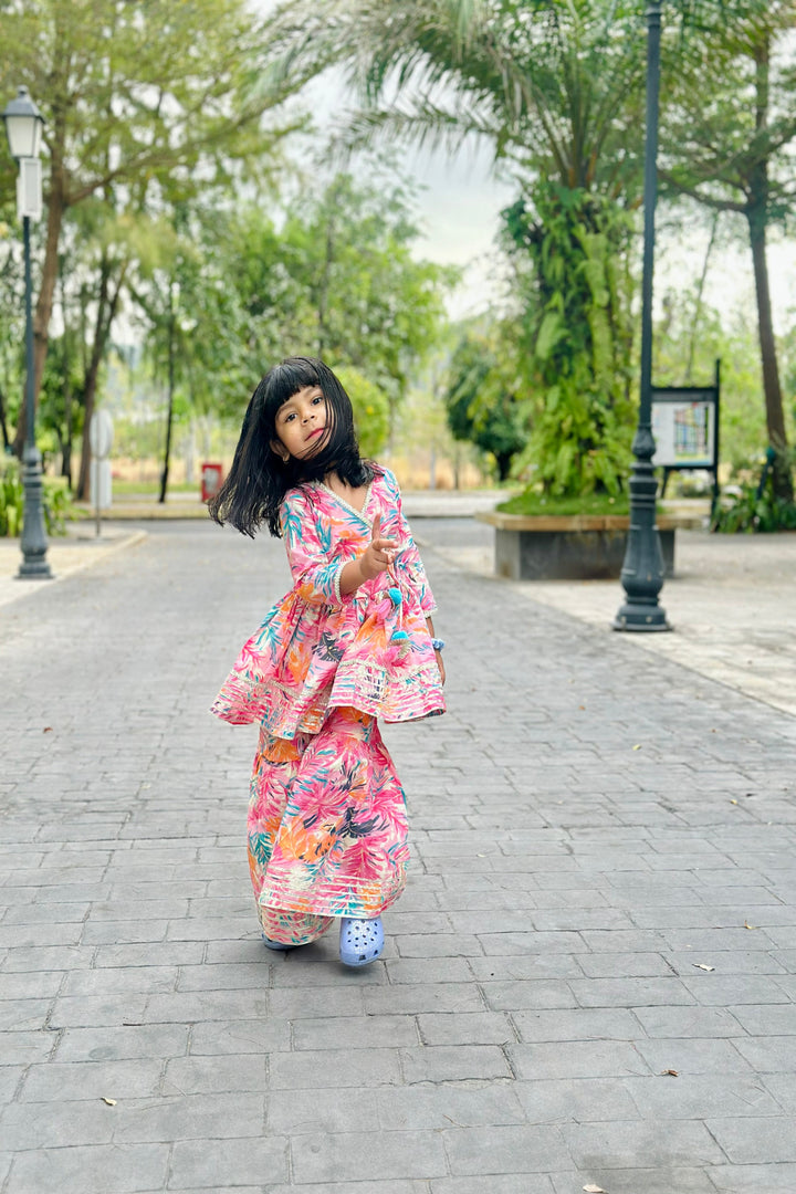 Pink Tropical Angarakha Set