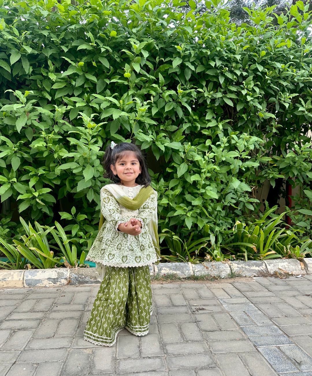 Olive Green Sharara Set