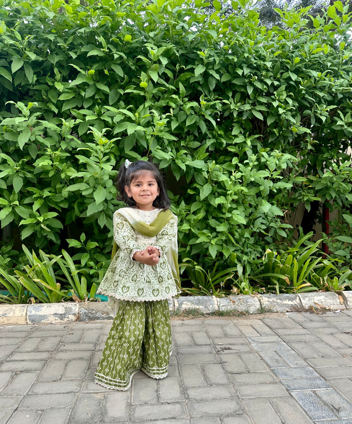 Olive Green Sharara Set