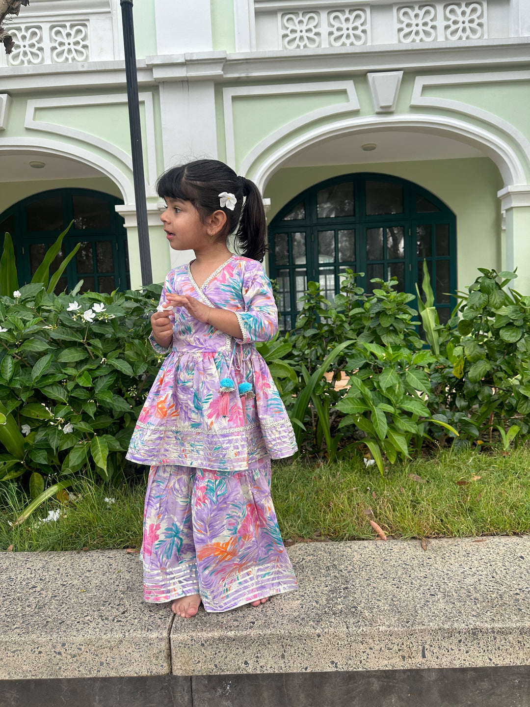 Purple Tropical Angarakha Set