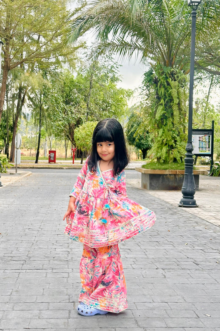 Pink Tropical Angarakha Set
