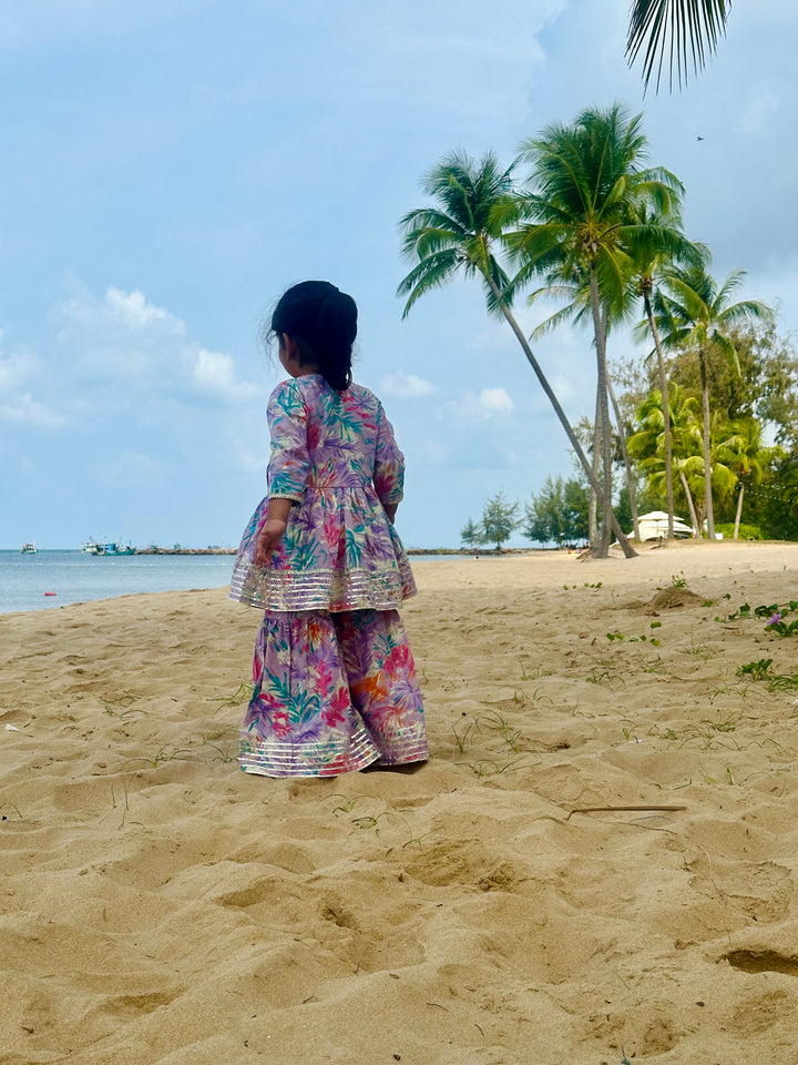 Purple Tropical Angarakha Set