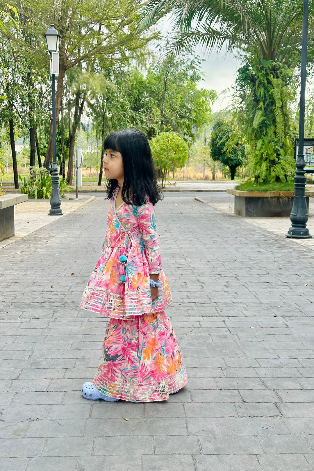 Pink Tropical Angarakha Set