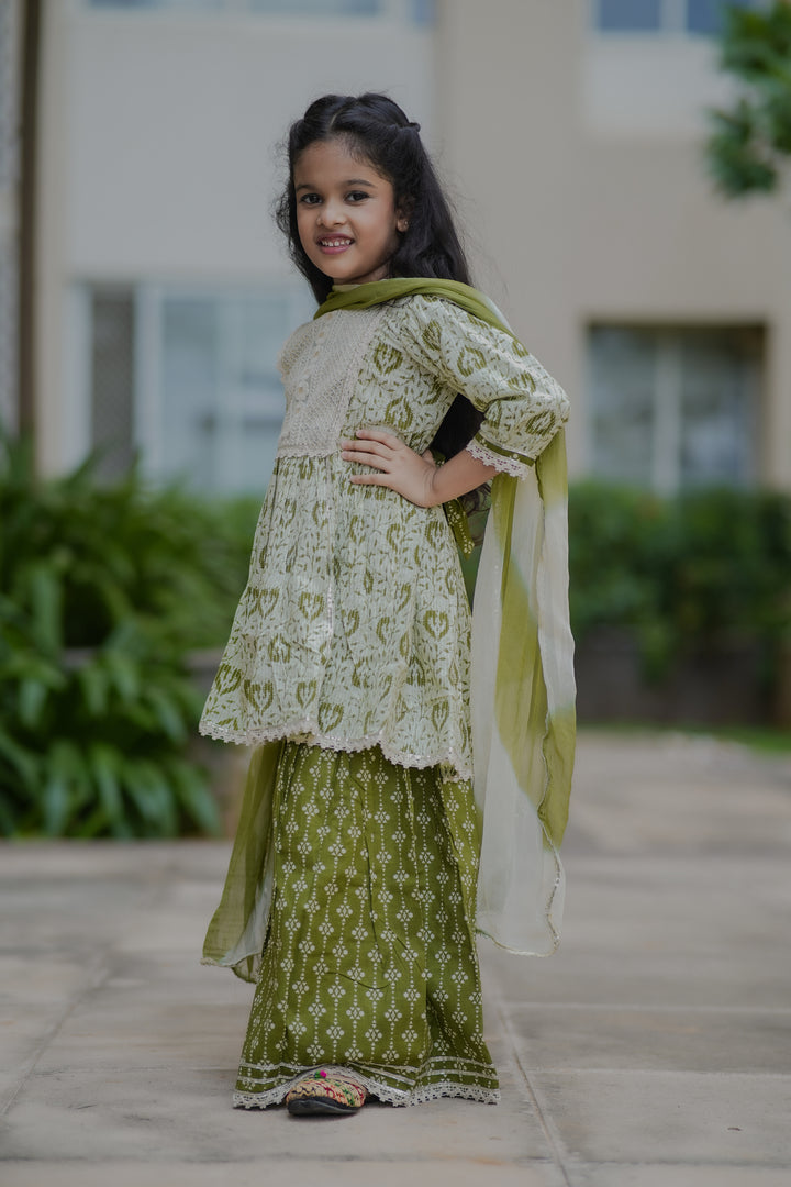 Olive Green Sharara Set