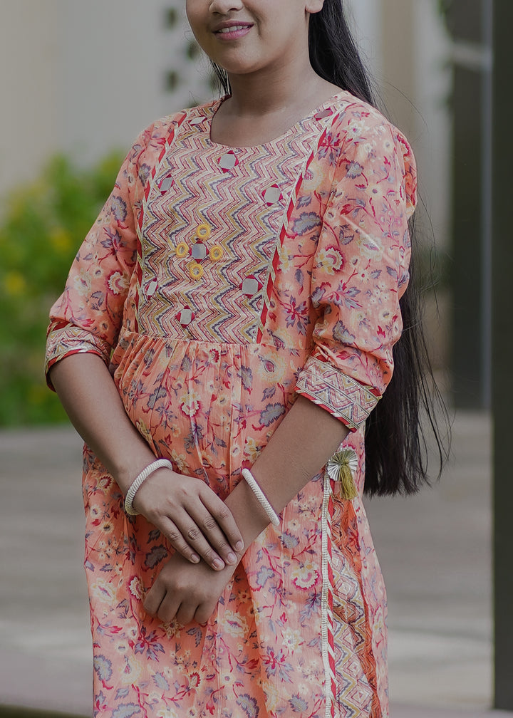 Peach Naira Cut Palazzo Set