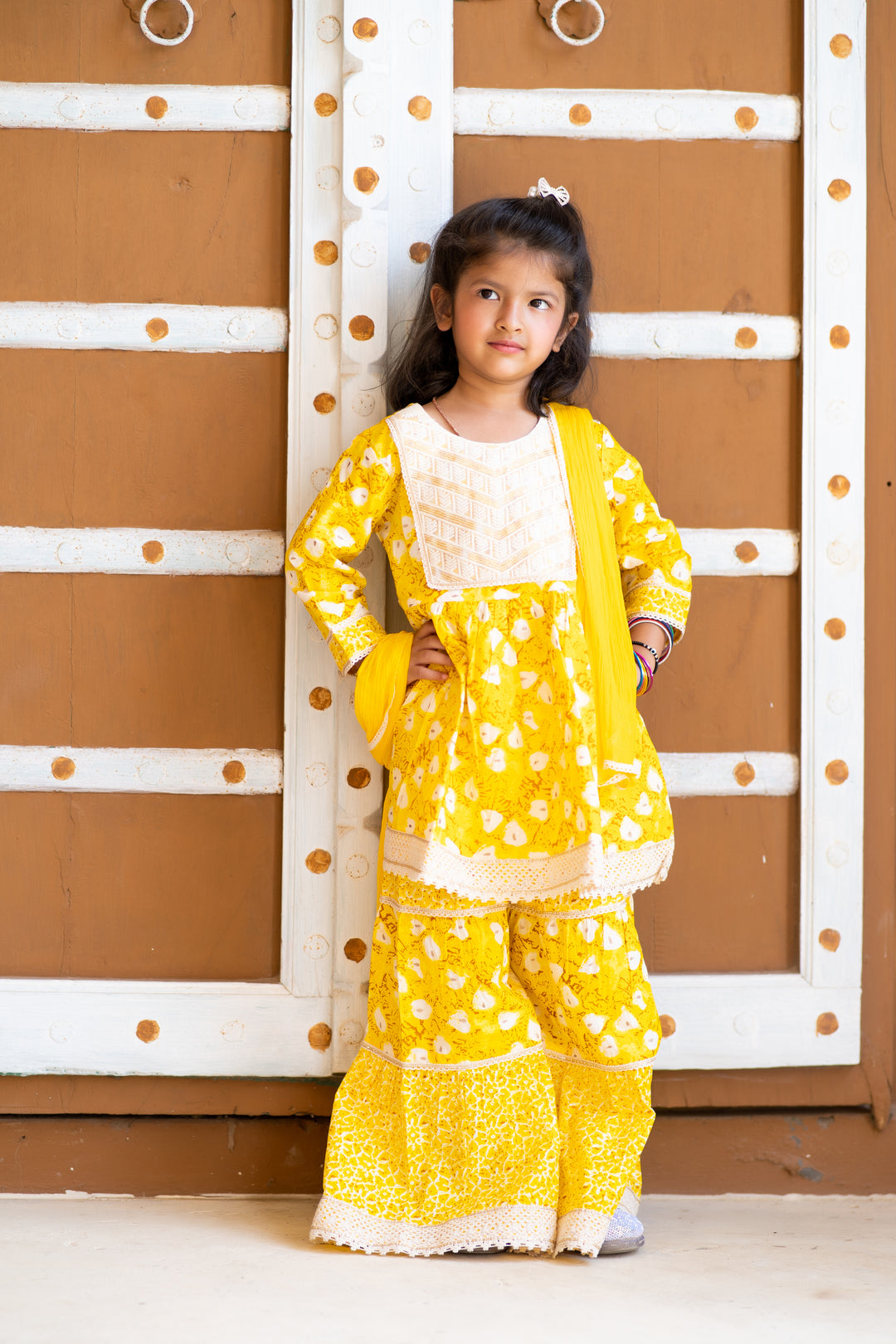 Yellow Floral Sharara Set