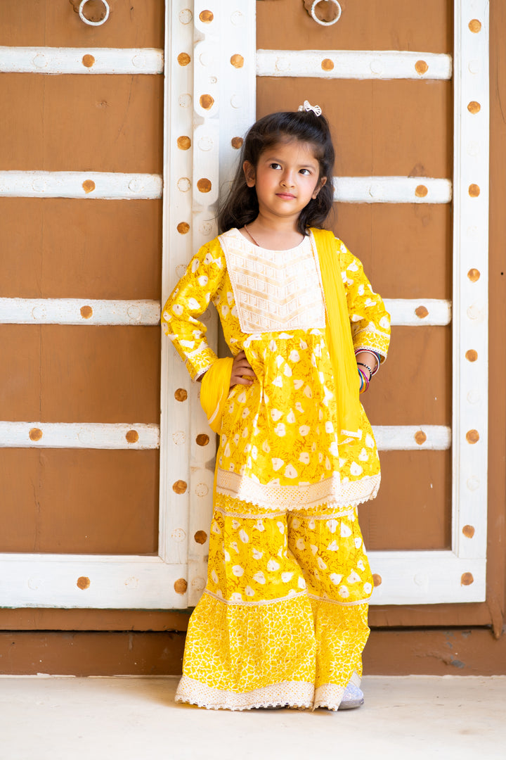 Yellow Floral Sharara Set