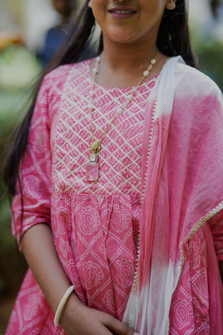 Pink Bandhej Sharara Set