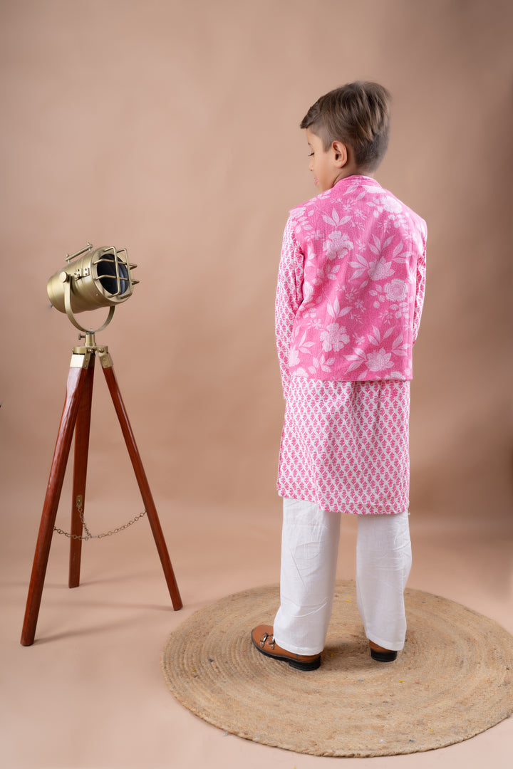 Pink Floral Bandi with Kurta Set