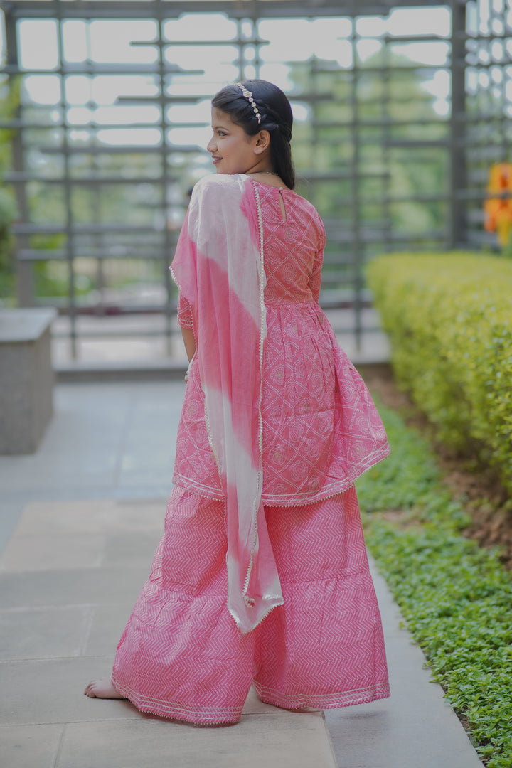 Pink Bandhej Sharara Set