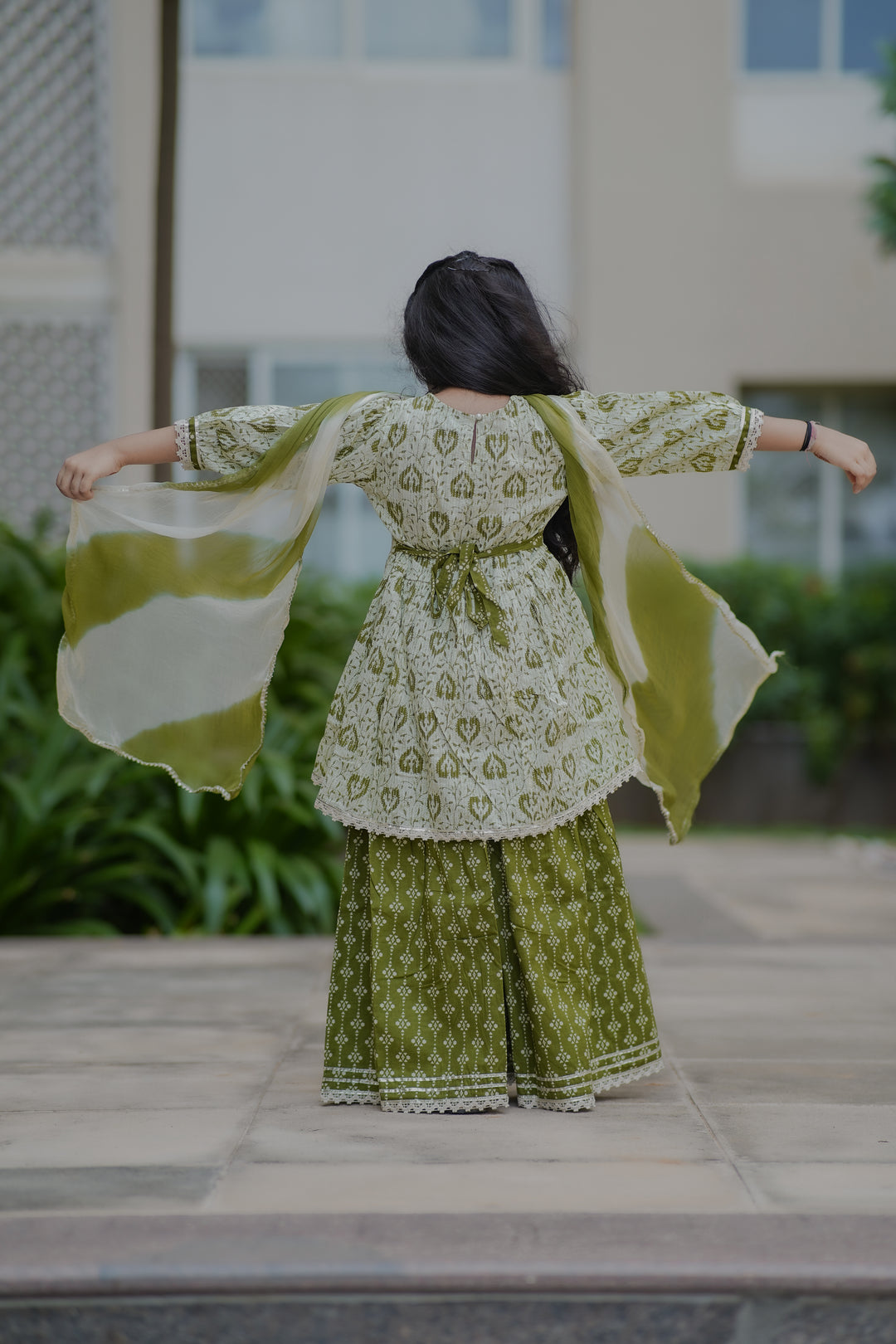 Olive Green Sharara Set