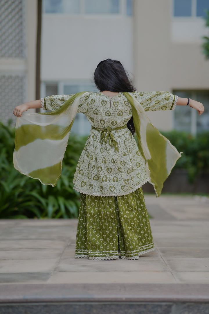 Olive Green Sharara Set
