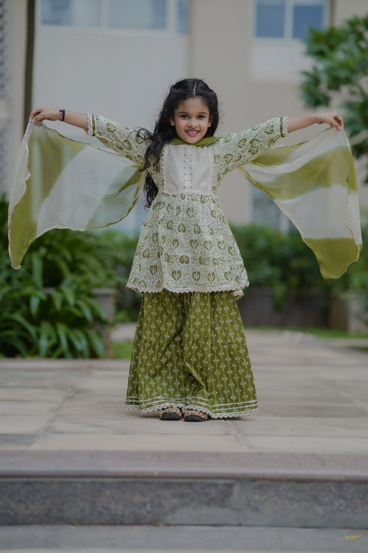 Olive Green Sharara Set
