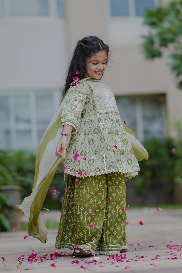 Olive Green Sharara Set