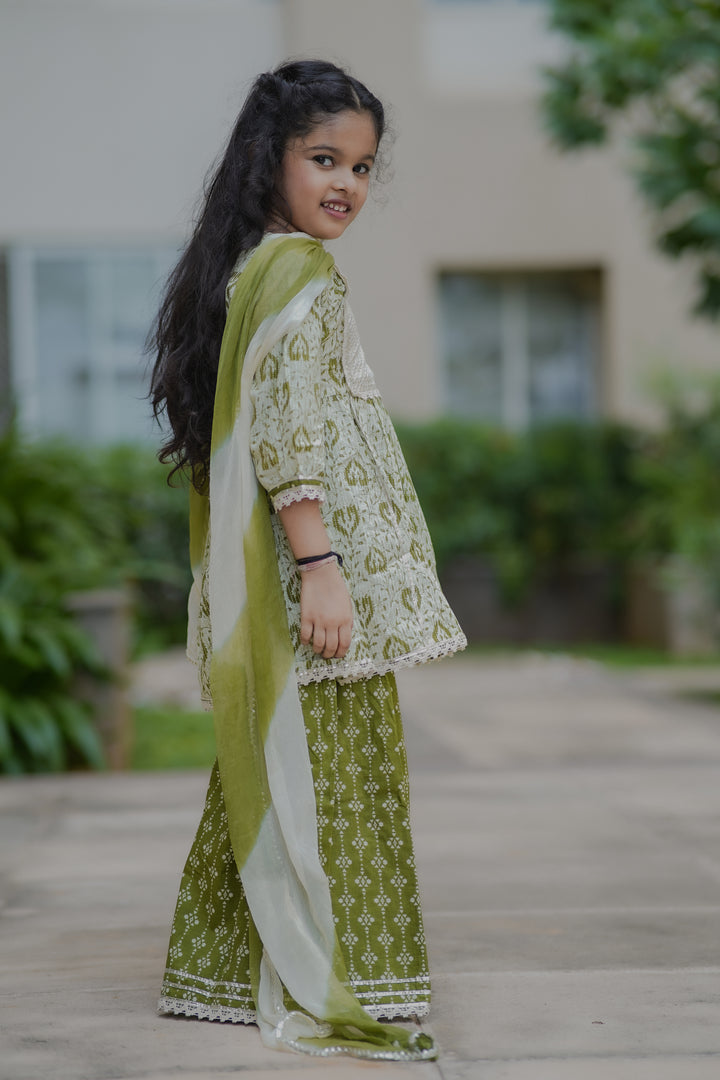 Olive Green Sharara Set