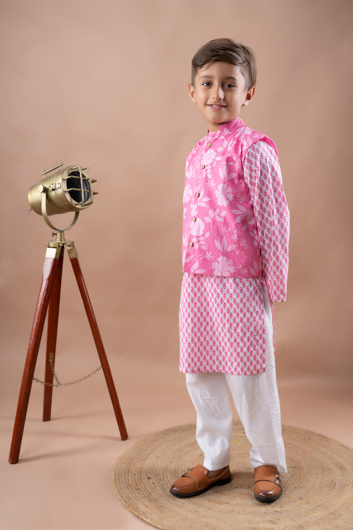 Pink Floral Bandi with Kurta Set
