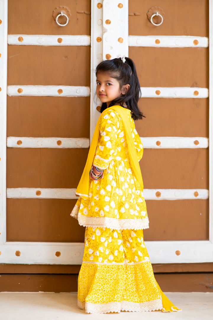 Yellow Floral Sharara Set