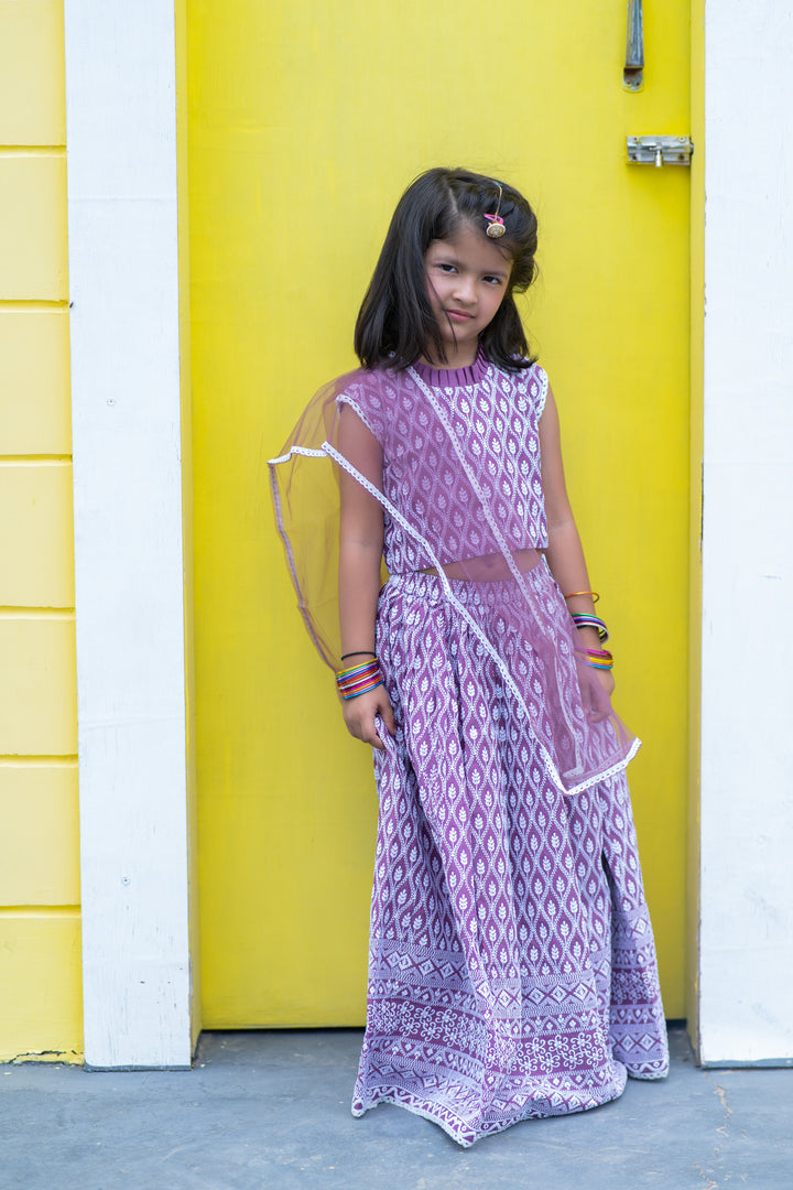 Lavender Chikankari Lehenga