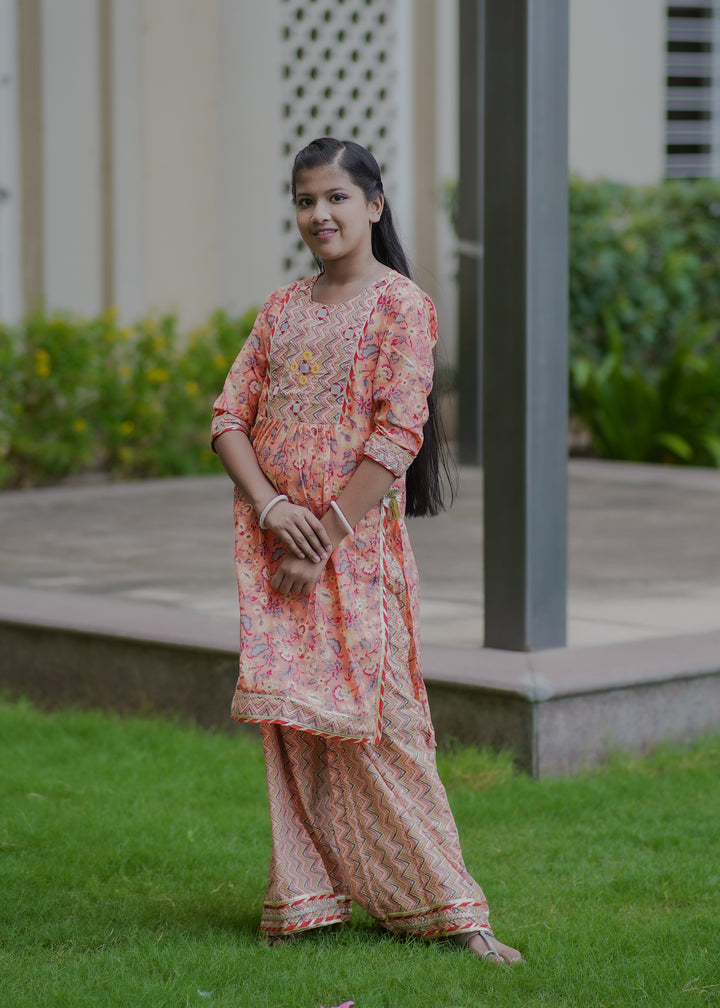 Peach Naira Cut Palazzo Set