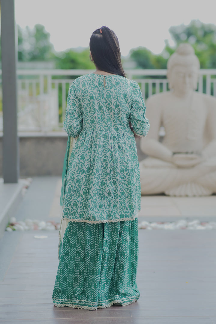 Turquoise Sharara Set