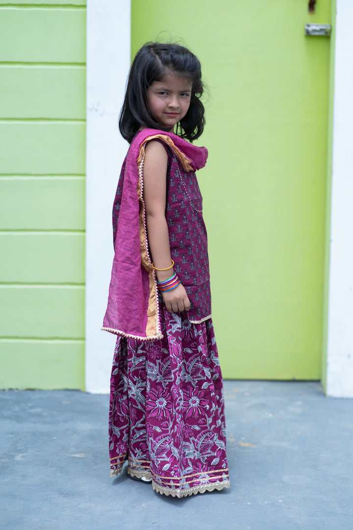 Plum Purple Kurti & Lehenga Set