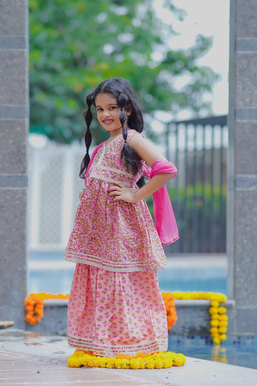 Taffy Pink Sharara Set