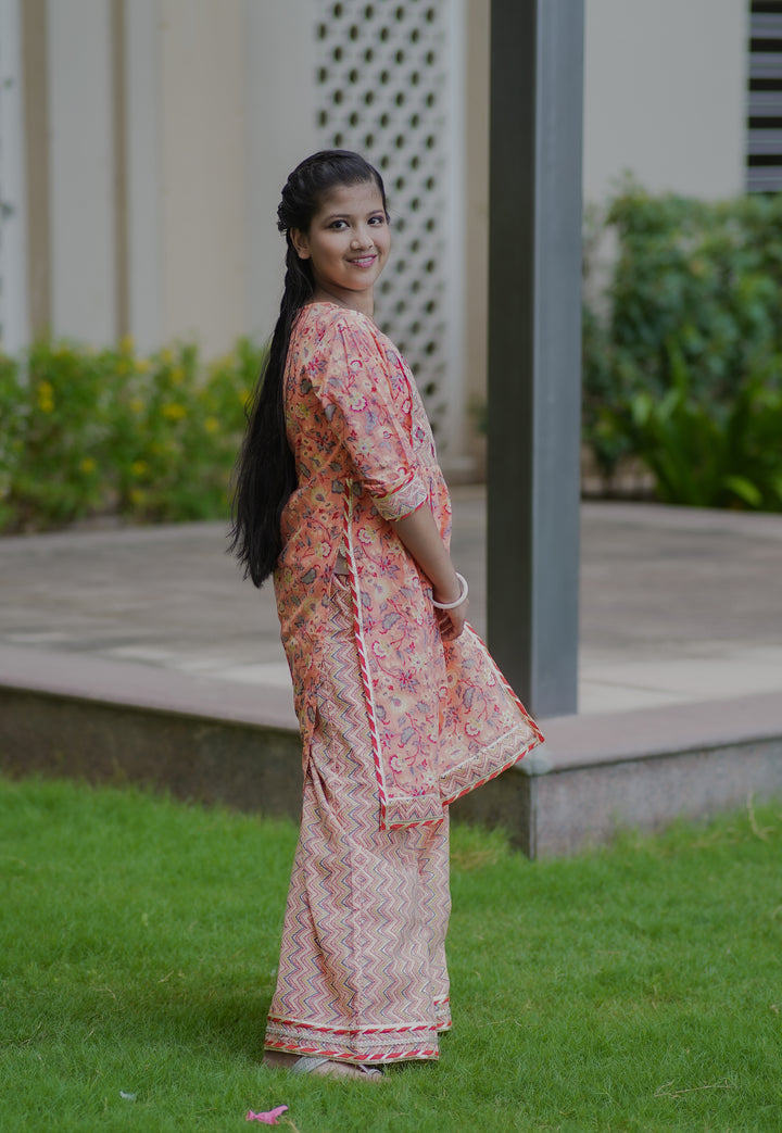 Peach Naira Cut Palazzo Set