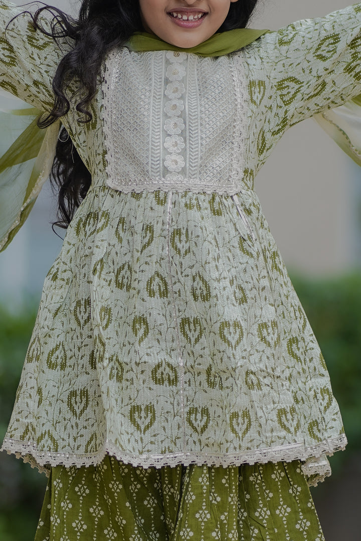 Olive Green Sharara Set