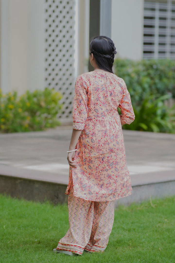 Peach Naira Cut Palazzo Set