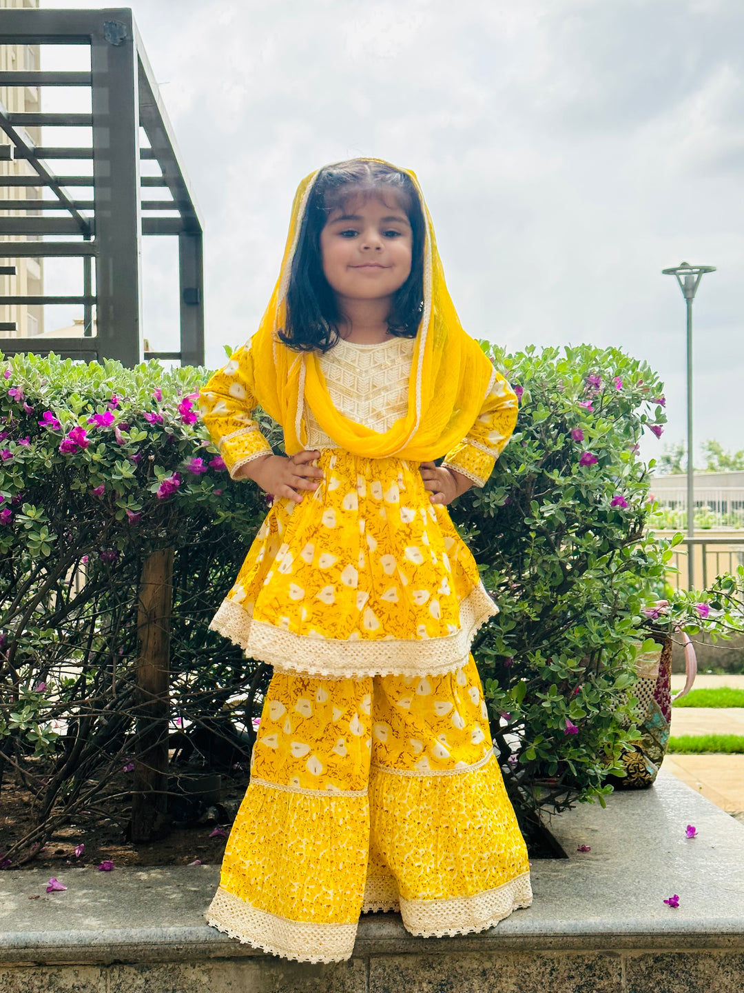 Yellow Floral Sharara Set